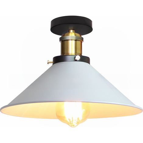Plafonnier de style industriel, lustres rétro en métal, suspensions LED, plafonnier de haute qualité, φ30 cm (blanc et doré) (1/5)