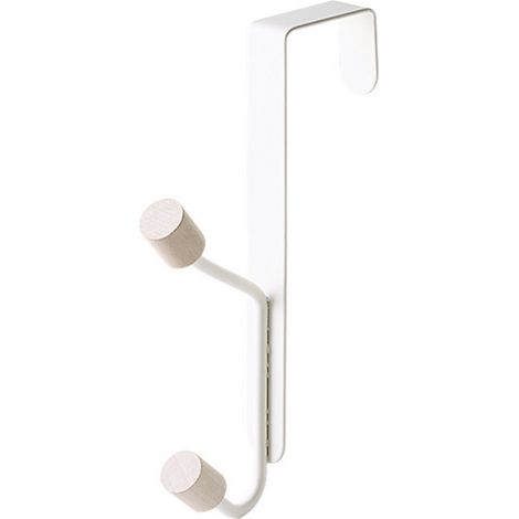 2 patères doubles acier carbone blanc sans perçage, porte-serviettes séchoir (1/4)