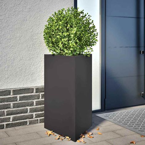 Lot de 2 Jardinières Triangulaires en Acier Noir pour Plantes et Fleurs 50x43x75 cm - PANGIVO (1/5)