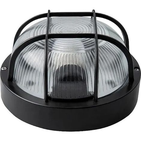 Aplique redondo exterior IP54 E27 negro (1/2)