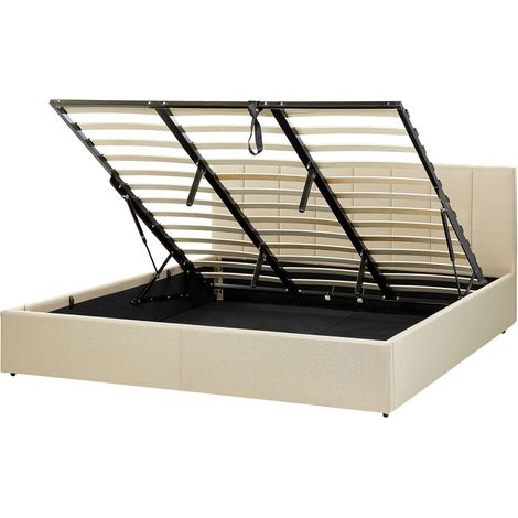 Ottoman Bed Fabric DREUX 180 x 200 cm (EU Super King) Beige