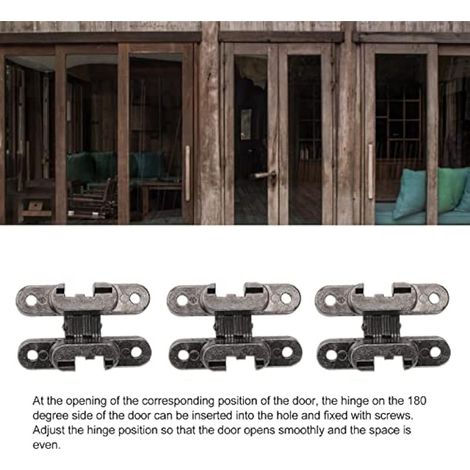3 pi¨¨ces 43mm Mini charni¨¨res de serrure de porte Invisible 180 degr¨s en alliage de Zinc charni¨¨re crois¨e pour armoire bote ¨¤ bijoux grande capacit¨ portante (1/3)