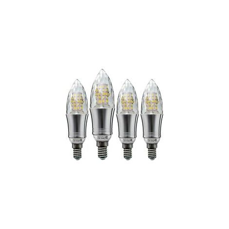 Lot de 4 Ampoule LED en Forme de Bougie E14 12W, Équivalent 100W Ampoule Incandescente, Blanc Lumière du Chaud, Ampoule Bougie Petit Edison à Vis (1/5)
