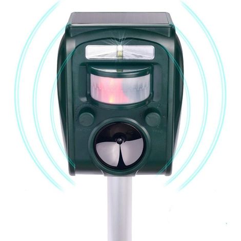 Répulsif à ultrasons solaire pour chats et chiens d'extérieur, étanche, répulsif à ultrasons pour chats nuisibles pour la protection du jardin, 5 modes réglables (1/5)