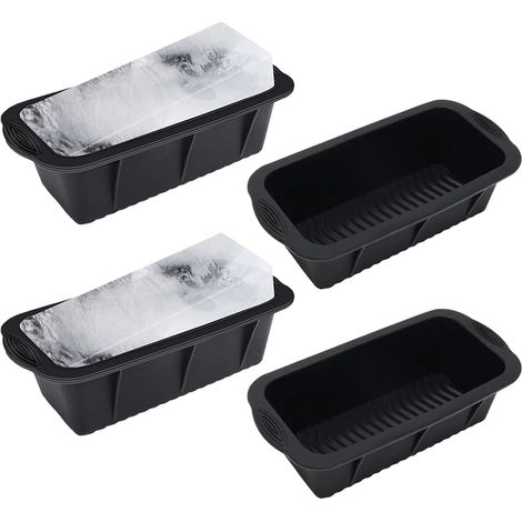 Lot de 4 moules glace bain froid, silicone, poignées, noir, 25 cm, glaçons, cryothérapie (1/5)