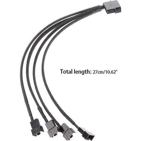 Câble adaptateur d'extension de ventilateur gainé Molex mâle 4 broches vers 4x PWM mâle 3/4 broches (1/3)