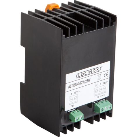 Locinox – Transformateur 12V AC 25W – Boîtier aluminium résistant à l'humidité – Montage sur rail DIN – Alimentation pour gâches électriques (1/2)