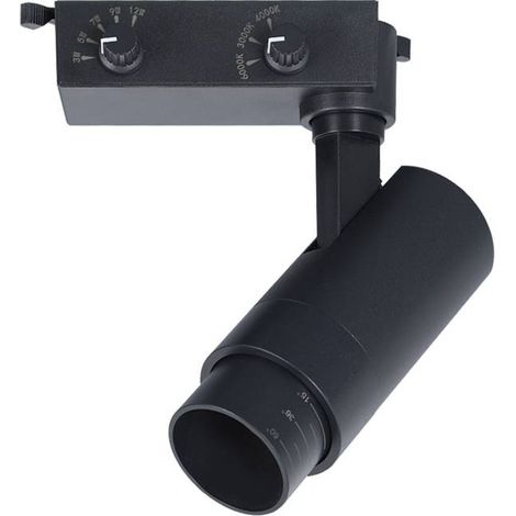 Foco carril Monofásico PIKE RAIL LED 3-5-7-9-12W, 3CCT, 15º-60º, negro, 3000-4000-6000K (1/4)