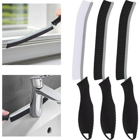 (3, Noir)Brosse de Nettoyage à Poils Durs, Brosse Joint Carrelage, Brosse Salle de Bain pour Les Toilettes, la Maison, la Baignoire, l'évier, la Fenêtre (1/5)