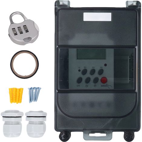 Decdeal Poolpumpen -Timer Regenschutzharz -PC Shell programmierbarer Wasserschalter mit Kennwortschloss für Outdoor (1/5)