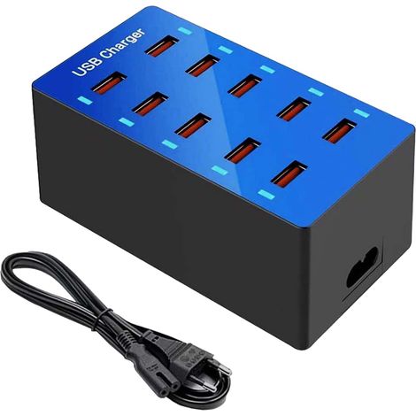 Station de charge USB à 10 ports pour plusieurs appareils, chargeur mural intelligent pour 12/13/14/S24/S25 Ultra/Z Flod/Z (1/5)