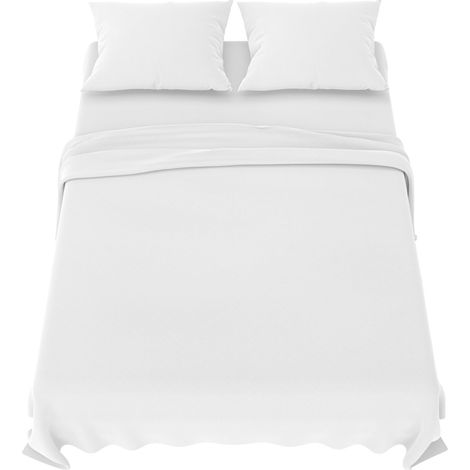 Parure de Lit 160x200 cm Blanc Microfibre Douce (1/5)