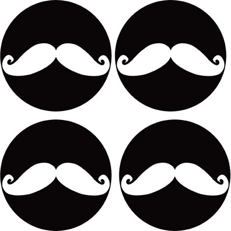 Set de 4 dessous de verres ronds Moustache blanche by Cbkreation