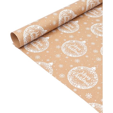 Papier cadeau de Noël (0,43 x 10 m), rouleau de papier cadeau grand format, papier kraft vintage.