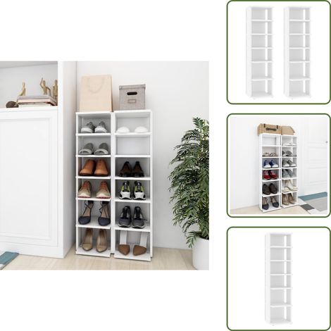 Schuhschränke 2 Stk. Weiß 27,5x27x102 cm Holzwerkstoff - Schuhschrank - Schuhregal - Holzwerkstoffmöbel - Garderobe - Aufbewahrungsbox (1/5)