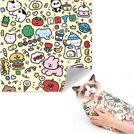1 Serviette de toilettage pour chat, Auto-adhésive, 70 x 70 cm, Anti-morsure, Résistante aux rayures, Pour coupe griffes (1/5)