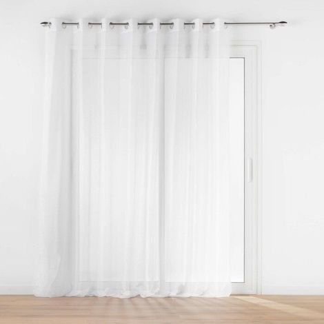 Voilage à œillets baie vitrée 300 x 240 cm – Voile sablé Lissea Blanc (1/5)