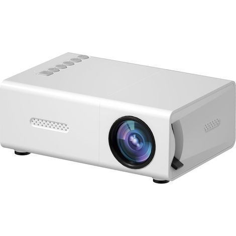YG300 Mini-Projektor: Full-HD-1080p-Multimedia-Projektor für Heimkino, kompatibel mit iOS- und Android-Smartphones, Tablets, Laptops, PS4, TV-Sticks, DVD-Playern, HDMI, AV und USB. Weiß (1/5)