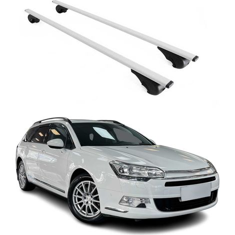 OMAC Dachträger Querträger für Citroen C5 Wagon 2008-2017 – Abschließbar – Max. 75 kg – 2 Stangen Stahl Silber (1/5)