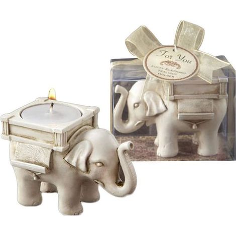 Lot de 2 bougies parfumées votives pour anniversaire, polyrésine, éléphant blanc (1/3)