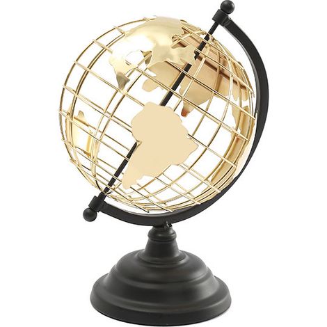 Ahlsen Schlichter Globus-Ornament aus Metall, kreativer hohler Globus, Heimbüro-Ornament, Gold (1/4)