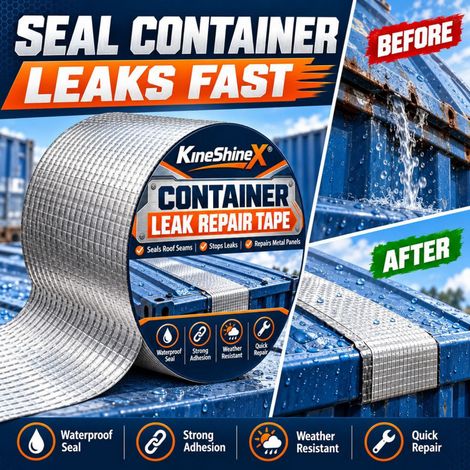 KineShineX Container Waterproofing and Leak Repair Tape, Strong Self-Adhesive Repair Tape for Roof Joints and Metal Panels (1/4)