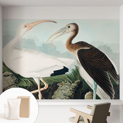 Tapete Vliestapete mit Kleber für Wohnzimmer Schlafzimmer Küche - Wanddekoration Vogelpaar 152x104 cm (1/5)