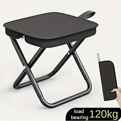 Noir, 30 x 26,5 x 32 cm Trousse de pique-nique, tabouret portable, tabouret pliant de camping, tabouret de file d'attente, chaise de sac à main, tabouret de train (1/4)