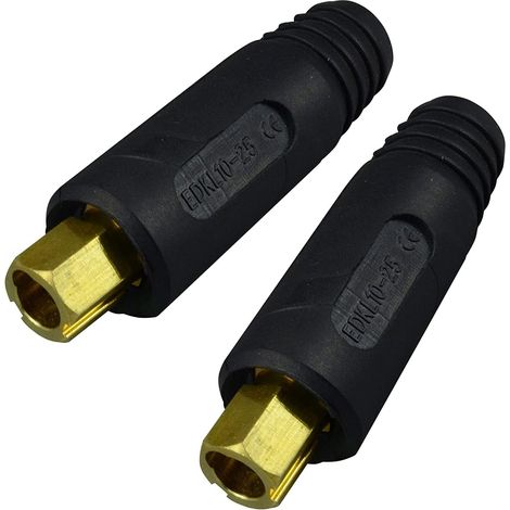 Câble pour Torche de Soudage TIG Prise du Connecteur de Soudage EDKL10-25 200A Connecteur Raccord Rapide style Dinse en Couleur Noire 2 pièces (1/5)
