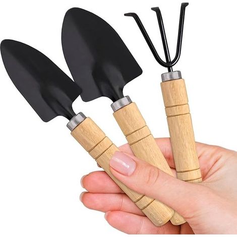 Truelle à main pour jardin – 3 outils de plantation – Petit râteau de jardin ergonomique – Ensemble d'outils à main ergonomiques pour bordures et plantes d'intérieur – Outils de jardin (1/5)