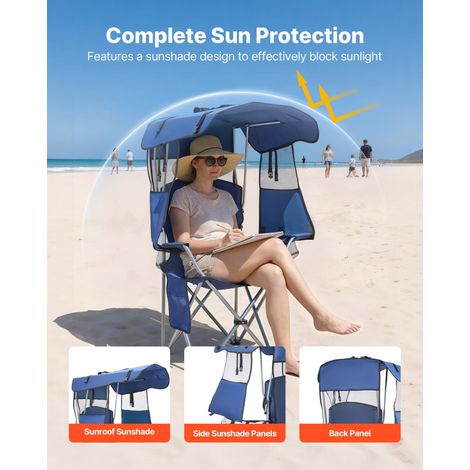 Chaise de Camping Pliante avec Auvent Fauteuil Pliable Camping (1/5)
