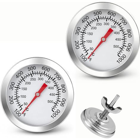 2PCS Thermomètre pour Grill à Charbon et Fumoir, Acier Inoxydable Haute Précision, Plage 50-500℃, Lecture Facile, Verre Anti-Buée, Idéal pour Cuisson Barbecue, Four à Pizza et Four à Bois (1/5)