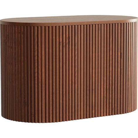 Mobile sotto lavabo sospeso in teak Naturale scuro 90 cm - TOWARI (1/5)