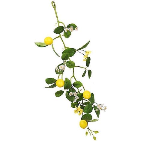 Couronne décorative de feuilles de citron, attrait naturel pour usage quotidien en intérieur, ambiance fraîche et verte. (1/4)