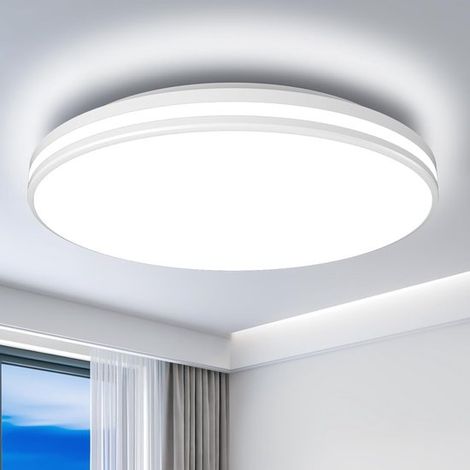 Plafonnier de 30 cm – Montage en saillie – Lampe LED 27 W – Blanc lumière du jour (5000 K) – Plafonnier rond étanche – Pour douche ou salle à manger (1/5)