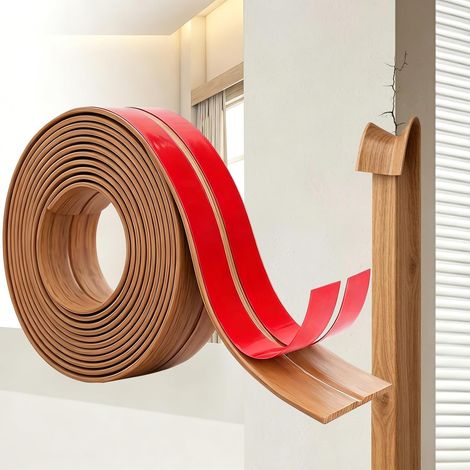 Moulure Murale Adhésive 3m x 40mm Flexible PVC  Cornière PVC Plinthe Souple Autoadhésive, Protection Angle Mur Étanche pour Cuisine, Salle de Bain, Fenêtre (1/5)