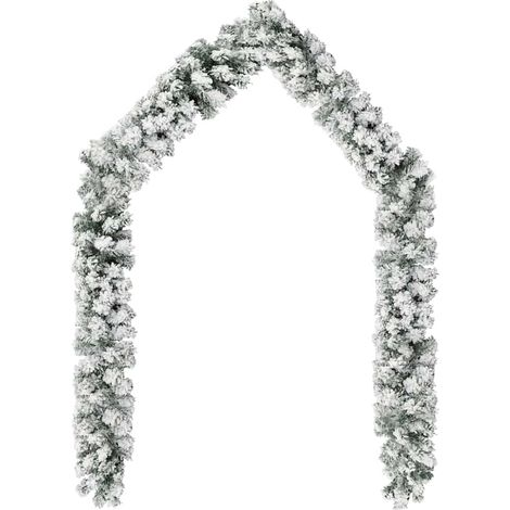 Guirlande de Noël avec neige floquée Vert 10 m PVC