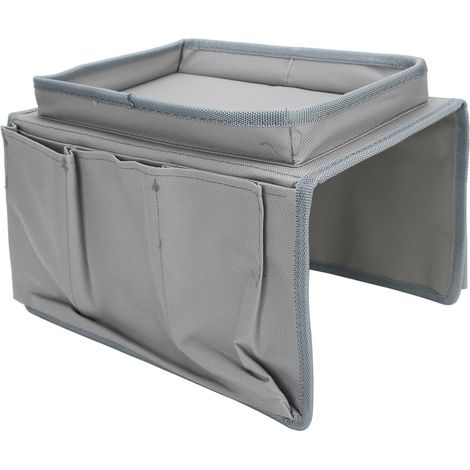 Sofa-Fernbedienungs-Organizer mit 4 Fächern, Getränkehalter und grauer Ablage (1/5)
