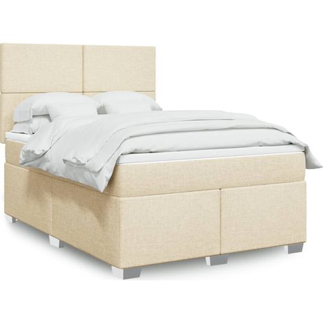 Boxspringbett mit Matratze Creme 140x190 cm Stoff