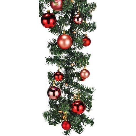 Tannengirlande 540 cm mit 70 LED + 30 Baumkugeln Rot-MLK066W-TA+MYW99830-Rot (1/5)