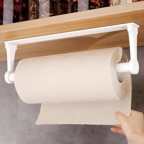 Porte Sopalin Porte Essuie Tout Support Sopalin sans perçage Alliage d'aluminium Autocollant pour Cuisine, Salle de Bain, Salon Blanc (1/5)