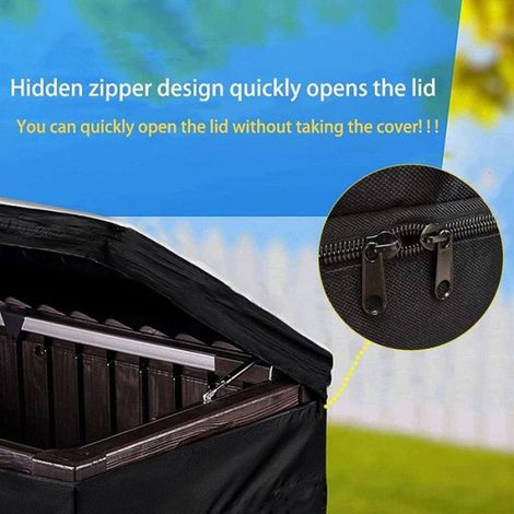 Housse De Protection - Oxford 210D - Pour Boîte De Rangement Jardin - Imperméable Antigel UV - Noir - 123 x 62 x 55 cm (1/4)