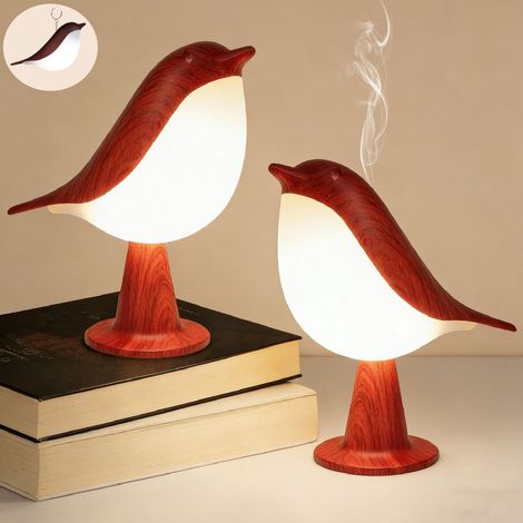 Lot de 2 Petite lampe de chevet, lampe de bureau, veilleuse, lampe de table, commande tactile, sans fil, 3 couleurs, luminosité réglable, lampe de nuit portable pour enfants et adultes, joli cadeau