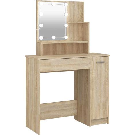 vidaXL Tocador con LED color roble Sonoma 86,5x35x136 cm (1/2)