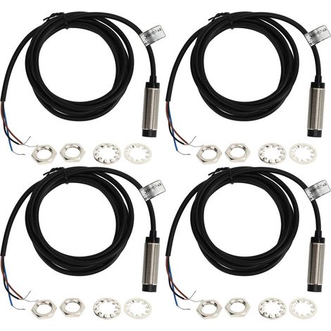 Lot de 4 interrupteurs de proximité inductifs NPN NC, distance de détection 4mm, 6-36VDC, capteur à 3 fils (1/5)