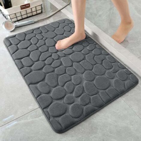 Tapis de Bain en Mousse à mémoire de Forme - Tapis de Douche Absorbant - Tapis de Bain - Tapis décoratif - Antidérapant - pour Salle de Bain et Salon - 50 x 80 cm - Gris foncé,Éponge 18D (1/3)