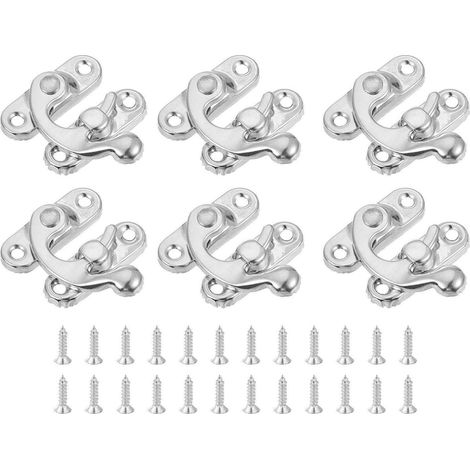 6er Set Antike Vorhängeschloss Haspen Riegel 27x32mm Silber mit Schrauben