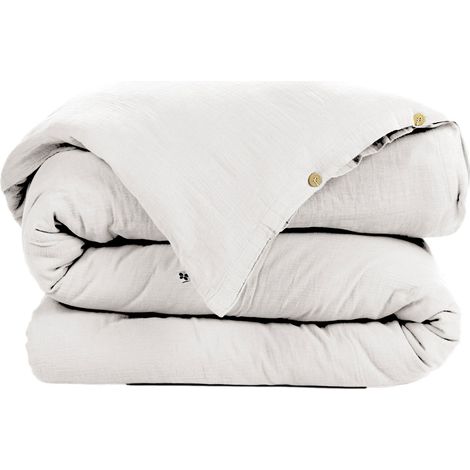 Housse de couette Gaze de Coton 140x200 cm GAIA Blanc Chantilly (1/3)