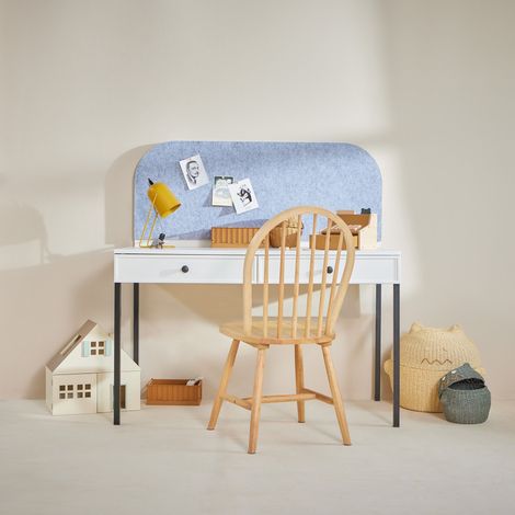 LUMI Bureau enfant 120 cm avec 2 tiroirs et passe-câbles blanc (1/5)