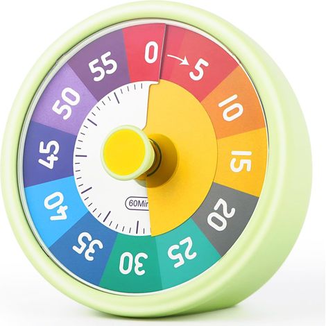 Visueller Timer für Kinder, Kindertimer zum Lernen, geräuschloses Zeitmanagement-Tool, 60-Minuten-Countdown-Timer für Kinder und Erwachsene für Küche, Schule, Büro (grün)